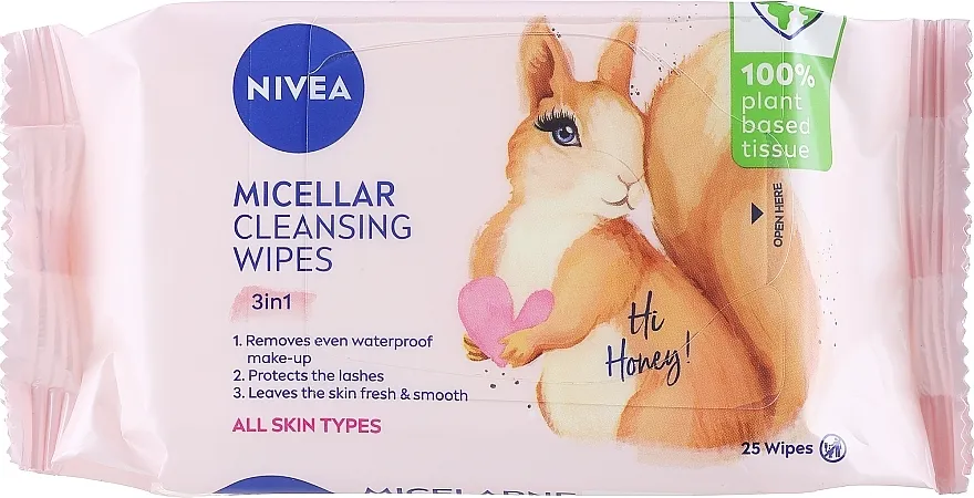 NIVEA Biodegradable Micellar Cleansing Wipes 3 In 1 Squirrel Biorazgradive micelarne maramice za uklanjanje šminke