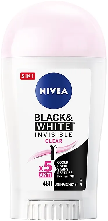 NIVEA Black &amp; White Clear Deo Stick Dezodorans u stiku antiperspirant "Nevidljiva zaštita za crno-bijelo CLEAR"