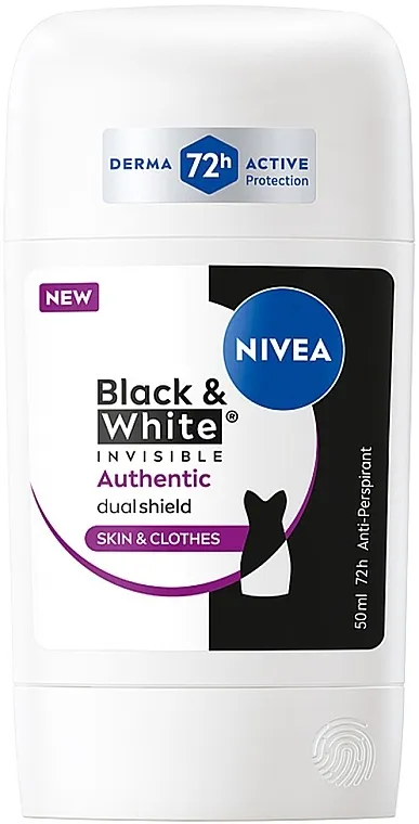 NIVEA Black &amp; White Invisible Authentic 72h Active Protection Anti-Perspirant Antiperspirant u stiku Black &amp; White Invisible Authentic