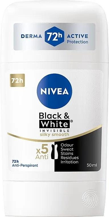 Nivea Black &amp; White Invisible Silky Smooth 48H Antiperspirant Stick Antiperspirant u stiku "Nježnost svile"
