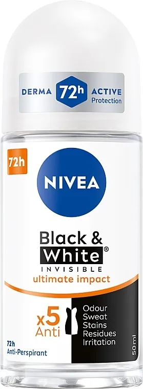 Nivea Black &amp; White Invisible Ultimate Impact 5in1 Antyperspirant Deodorans roll-on antiperspirant 5u1