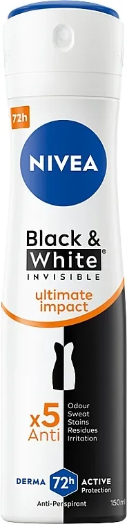 Nivea Black &amp; White Invisible Ultimate Impact 5in1 Antyperspirant Spray Dezodorans u spreju 5 u 1
