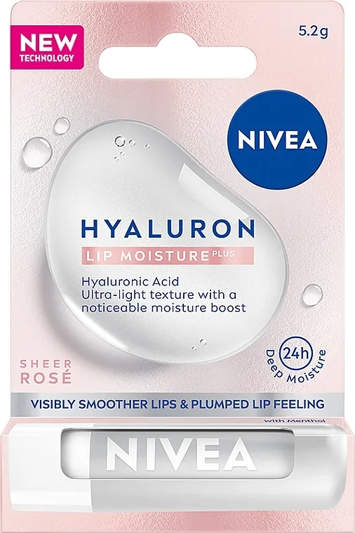 Nivea Hyaluron Moisture Sheer Rose Balzam za usne