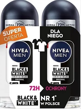 Nivea Men Antyperspirant Black &amp; White Invisible Original DUO (deo/2*50ml) Set