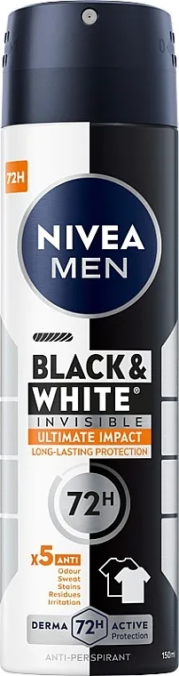 Nivea Men Black &amp; White Invisible Ultimate Impact 5in1 Antiperspirant Spray Dezodorans u spreju 5u1 za muškarce