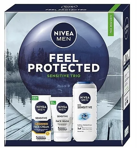 NIVEA Men Feel Protected (f/cr/75ml+sh/gel/250ml+f/wash/100ml) Set