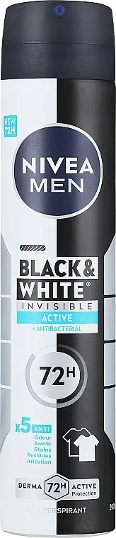 NIVEA MEN Invisible for Black &amp; White Active 72H Anti-Perspirant Antiperspirant