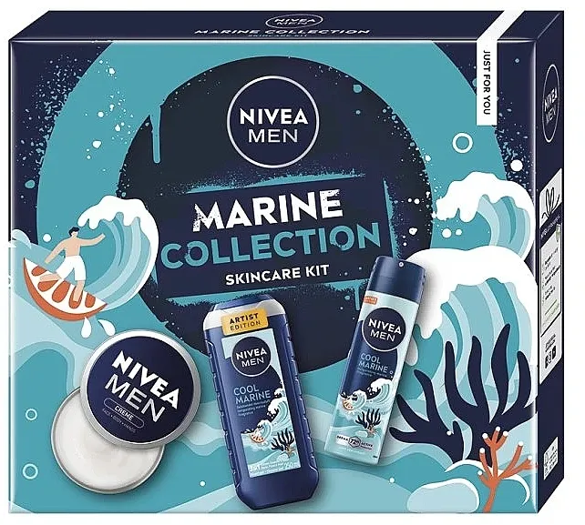 Nivea Men Marine Skincare Kit (sh/gel/250ml+cr/150ml+deo/150ml) Set