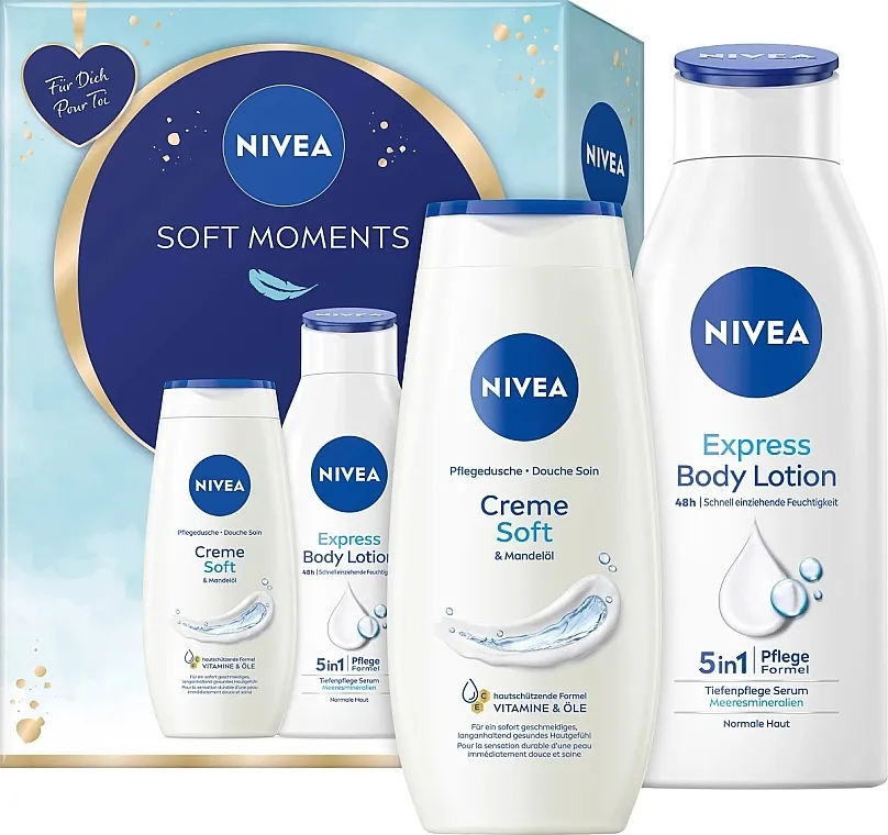 Nivea Soft Moments Gift Set (sh/gel/250ml + b/lot/400ml)