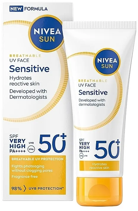 NIVEA Sun Breathable UV Face Sensitive Cream SPF50 Krema za sunčanje za lice