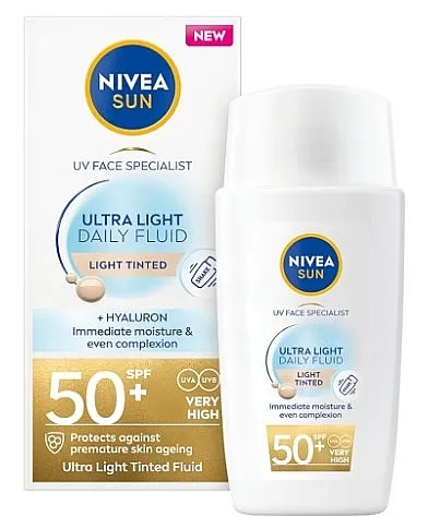 Nivea Sun Ultra Light Daily Fluid Light Tinted SPF50+ Krema za sunčanje SPF50+ svetla nijansa
