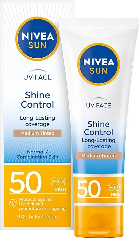 Nivea Sun UV Face Shine Control Mattifying Effect Medium Tinted Cream SPF50 Matirajuća krema za lice SPF50