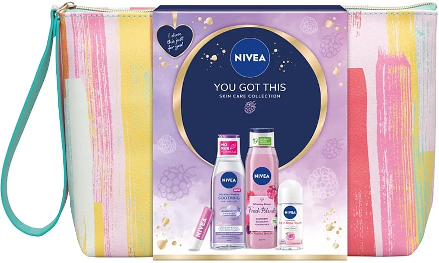 NIVEA You Got This (antipersp/50ml + sh/gel/300ml + lip/balm/4.8g + micel/water/200ml + bag) Set