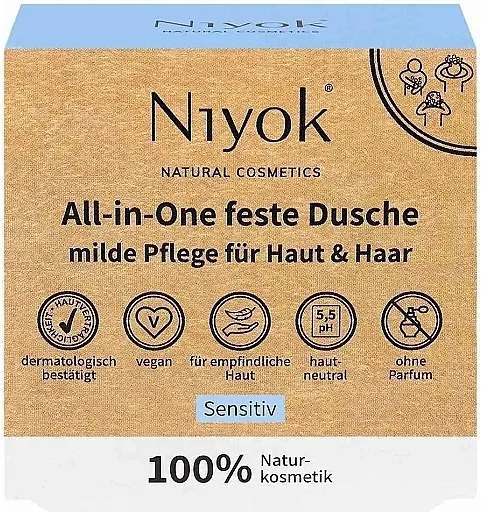 Niyok Solid Shower Bar Kocka za tuširanje Sensitive All-in-One