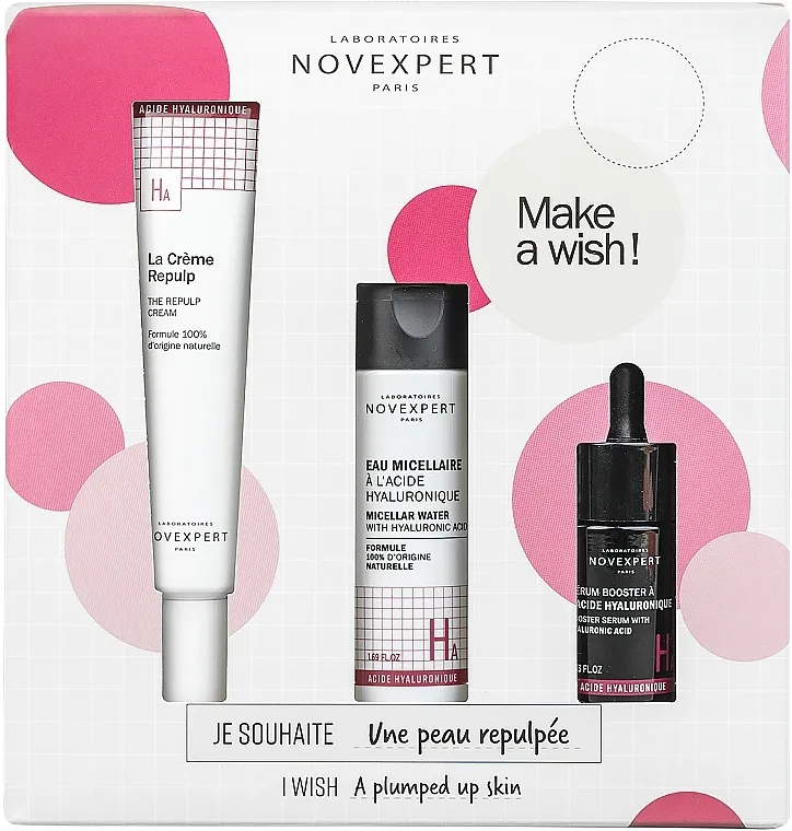 Novexpert Plumped Up Skin Box (cr/40ml + water/50ml + serum/10ml) Set "Punjenje i elastičkostost kože sa hijaluronskom kiselinom 3,2%"
