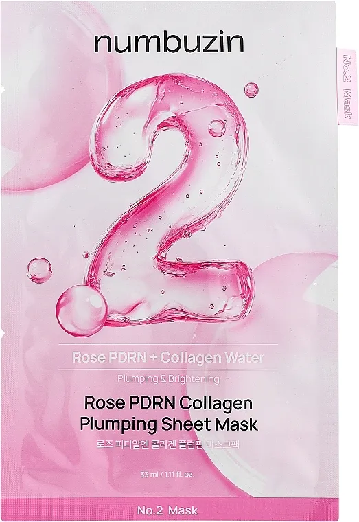 Numbuzin No.2 Rose PDRN Collagen Plumping Sheet Mask Hidrirajuća platnena maska za blistavu kožu sa ružom, PDRN-om i kolagenom