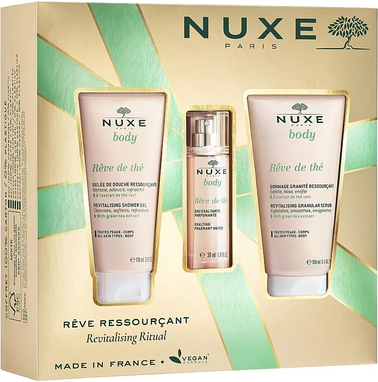 NUXE Body Rêve de Thé (sh/gel/100ml + aromatic/water/30ml + b/scrub/150g) Set