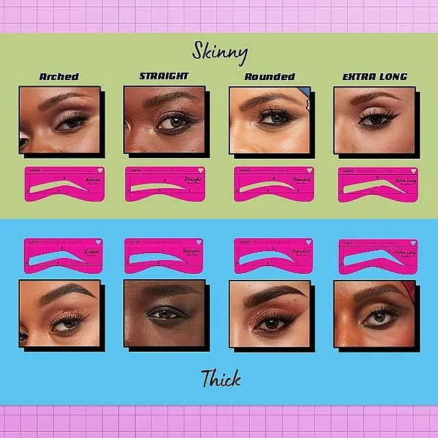 NYX Professional Makeup Zero To Brow Šablon za obrve, široke