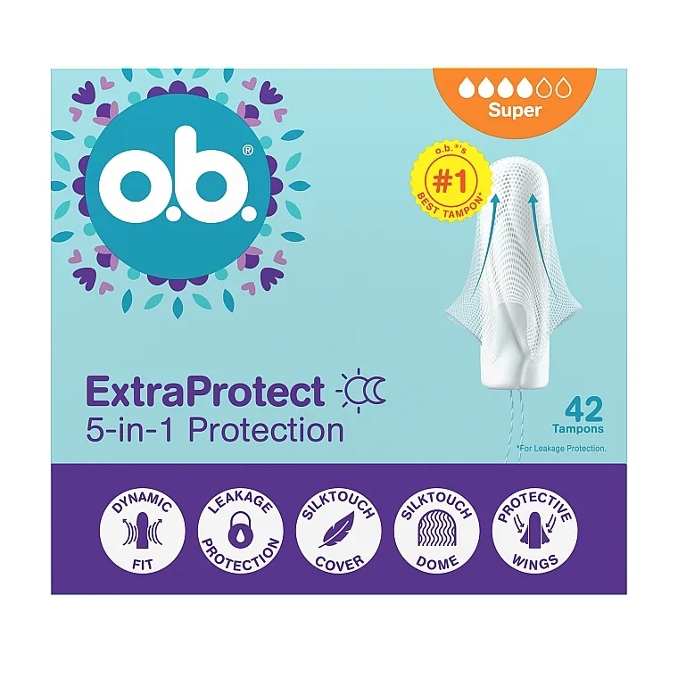 O.b. ExtraProtect Super 4-in-1 Protection Tampons Tamponi, 42 kom