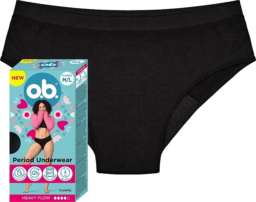 O.b. Period Underwear Heavy Flow Menstrualne gaćice, crne