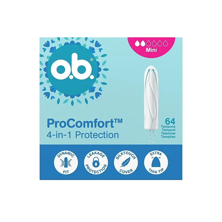 O.b. ProComfort Mini 4-in-1 Protection Tampons Tamponi, 64 kom