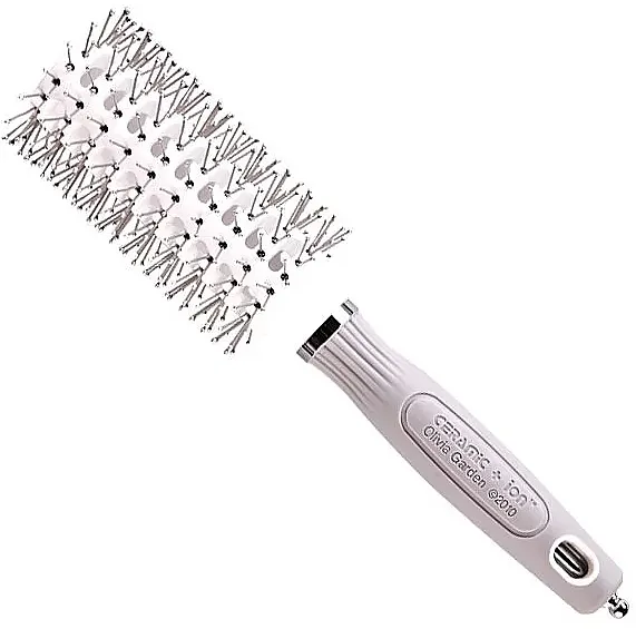 Olivia Garden Expert Blowout Vent Double Bristles White &amp; Grey Četka za kosu, 30 mm, dvostruka vlakna