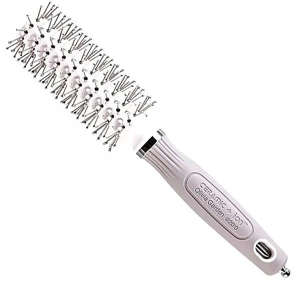 Olivia Garden Expert Blowout Vent Double Bristles White &amp; Grey Četka za kosu, 20 mm, dvostruka dlaka