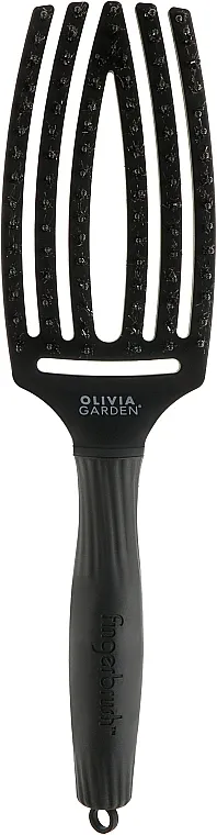 Olivia Garden Fingerbrush Combo Full Black Medium Četka za češljanje i masažu s dlakom vepra, crna