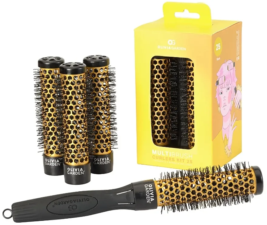 Olivia Garden Multibrush Curlers Kit 25 (multibrush/4pcs + handle) Set četki za stilizovanje kose d 25 mm