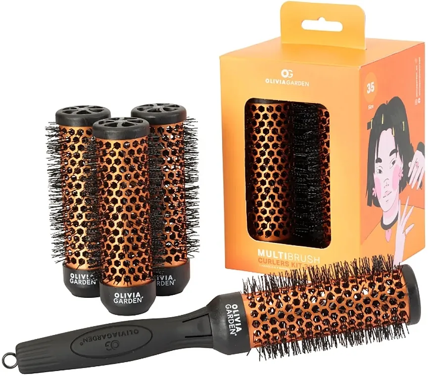 Olivia Garden Multibrush Curlers Kit 35 (multibrush/4pcs + handle) Set četki za stilizovanje kose d 35 mm