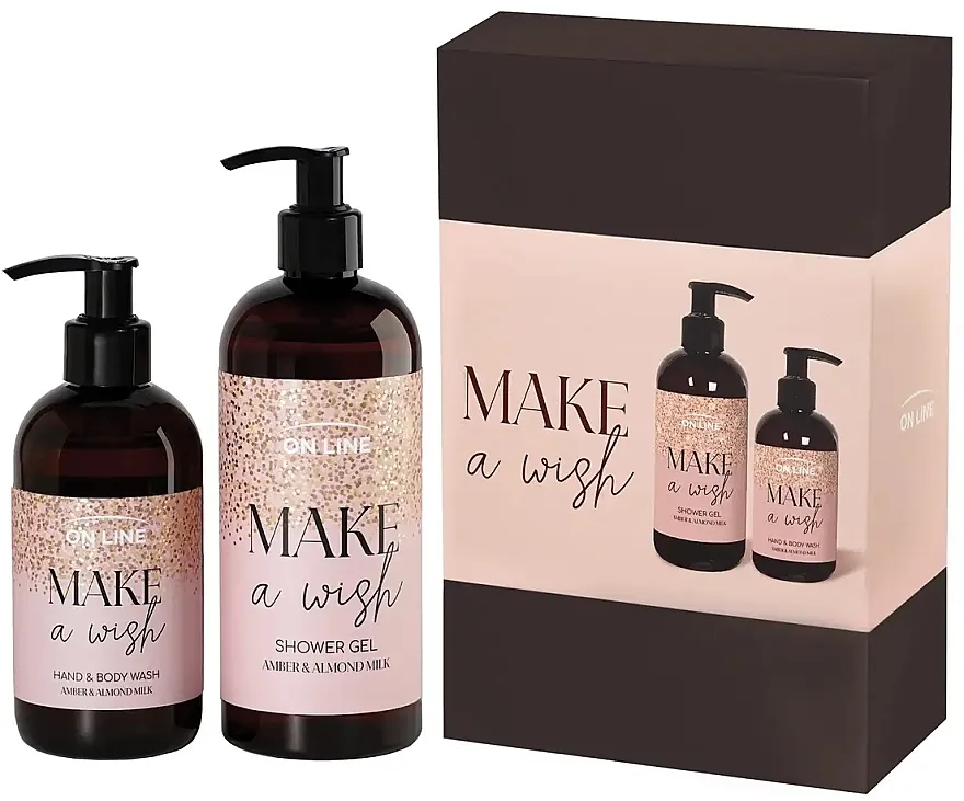 On Line Make A Wish Amber&amp;Almond Milk Kit (soap/250ml + sh/g/400ml) Set