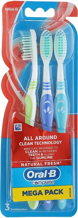 Oral-B Complete All Around Clean Technology Set četkica za zube srednje tvrdoće, zelena + tamnoplava + svetloplava