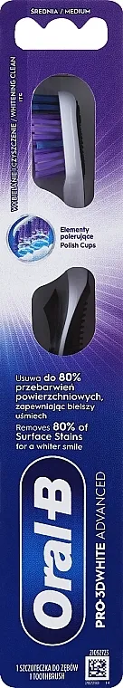 Oral-B Pro 3D White Advanced Četkica za zube 'Izbeljivanje', srednje tvrda, crna