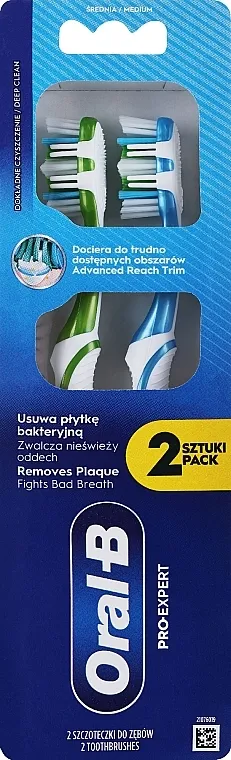 Oral-B Pro-Expert Deep Clean Set srednje tvrdih četkica za zube, zelena + plava