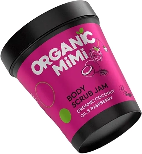 Organic Mimi Body Scrub Jam Coconut Oil &amp; Raspberry Piling za telo "Kokosovo ulje i malina"