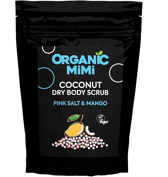 Organic Mimi Coconut Dry Body Scrub Pink Salt &amp; Mango Piling za telo na bazi kokosovog praha 'Ružičasta so i mango'