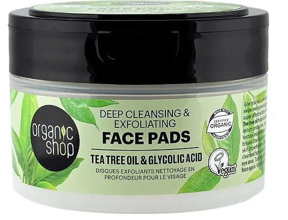 Organic Shop Deep Cleansing &amp; Exfoliating Face Pads Pahuljice za čišćenje i piling lica