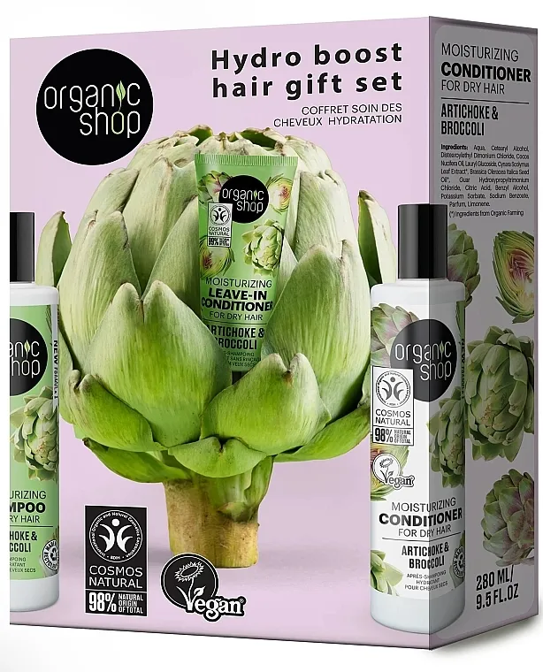 Organic Shop Hydro Boost Hair Gift Set (shmp/280ml + h/cond/280ml + h/cond/75ml)