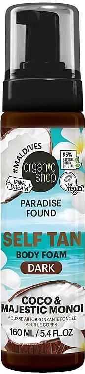 Organic Shop Paradise Found Self Tan Body Foam Dark Coco &amp; Majestic Monoi Pena za samopotamnjivanje Coco &amp; Majestic Monoi