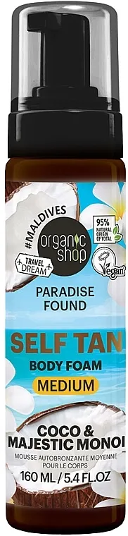 Organic Shop Paradise Found Self Tan Body Foam Medium Coco &amp; Majestic Monoi Pena za samopotamnjivanje Coco &amp; Majestic Monoi