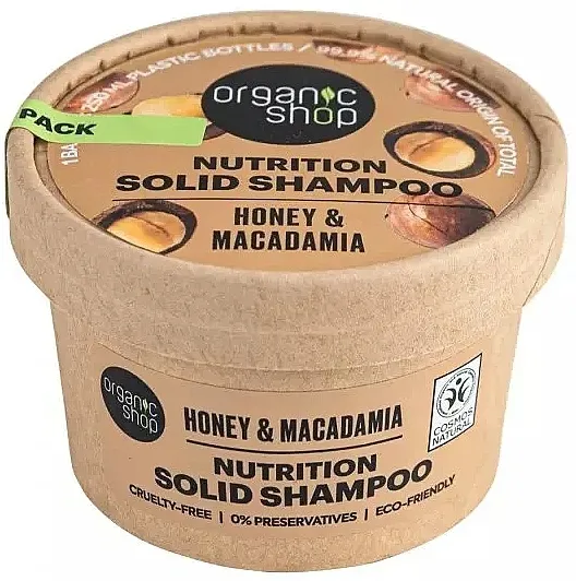 Organic Shop Shining Solid Shampoo Šampon za kosu u pločici Honey &amp; Macadamia