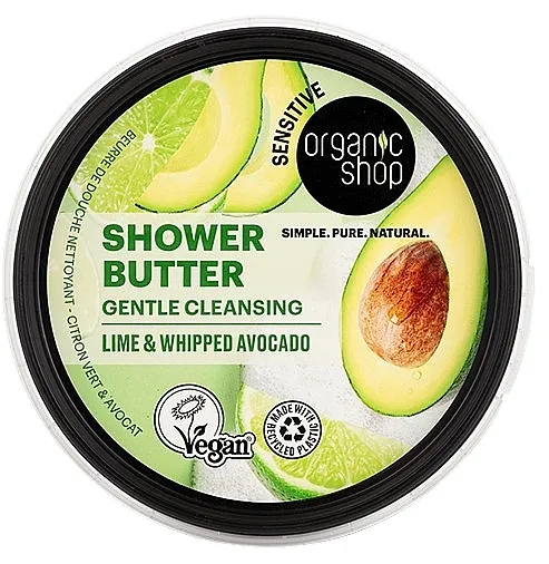 Organic Shop Shower Butter Gentle Cleansing Lime &amp; Whipped Avocado Ulje za tuširanje sa organskim avokadom i limetom