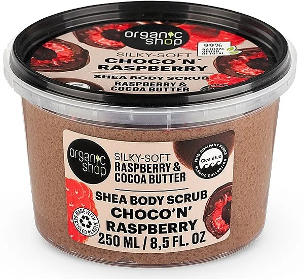 Organic Shop Silky-Soft Choco'n'Raspberry Body Scrub Piling za telo Kakao i Malina
