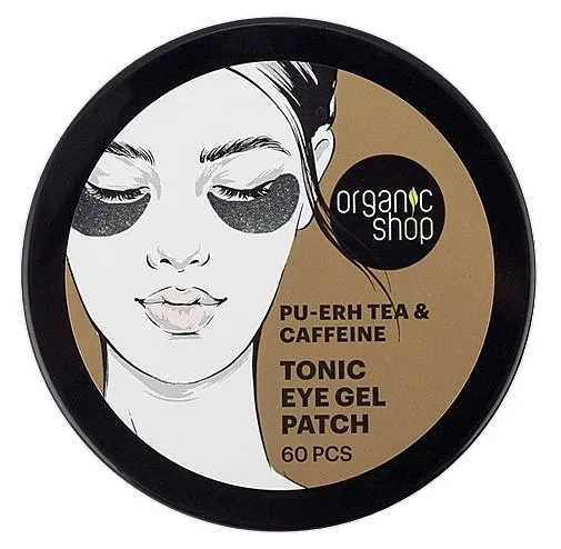 Organic Shop Tonic Eye Gel Patch Pu-Erh Tea &amp; Caffeine Hidrogel flasteri za predeo ispod očiju sa ekstraktima čaja i kofeina