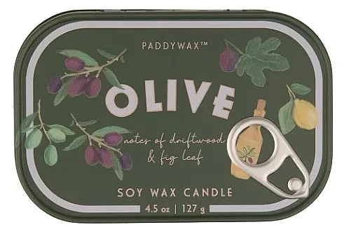 Paddywax Bistro Printed Candle Mirisna sveća u limenci Olive