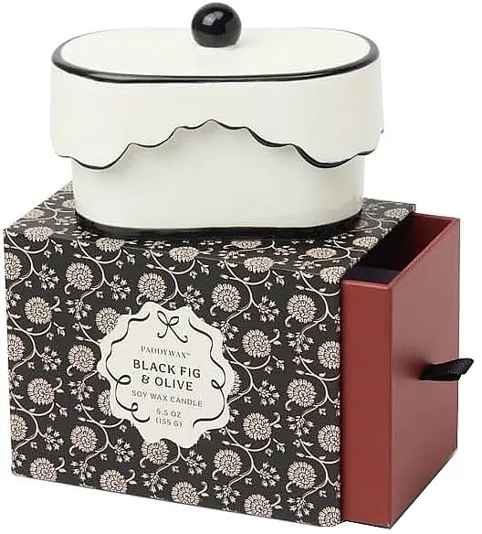 Paddywax Cherie Ceramic Dish Candle Black Aromatična sveća u keramičkoj posudi 'Crna smokva i maslina'
