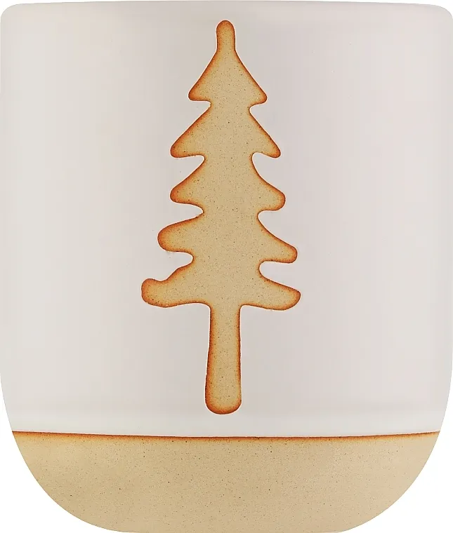 Paddywax Cypress &amp; Fir Ceramic Candle With Tree Pattern &amp; Wooden Wick White Mirisna sveća u čašici, bela sa zlatom