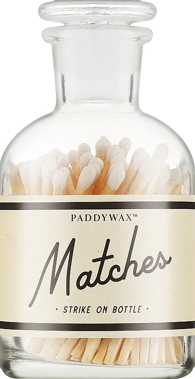 Paddywax Matches Strike On Bottle White Tips Bezbedne šibice za sveće u staklenoj tegli, bela završnica