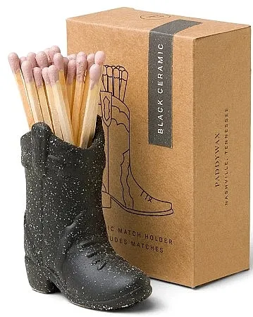Paddywax Nashville Ceramic Boot Match Holder Black Futrola za šibice sa punjenjem, crna