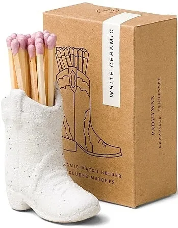 Paddywax Nashville Ceramic Boot Match Holder White Kutija za šibice sa punjenjem, bela